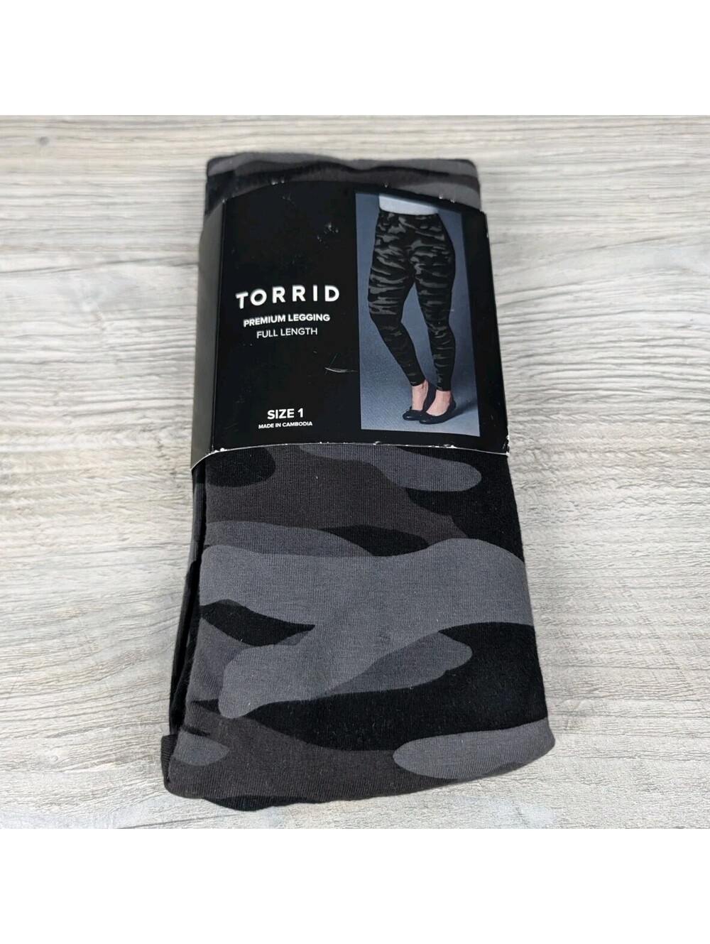 Torrid Womens 1X Gray Black Camo Premium Full Length High Rise Stretchy Leggings